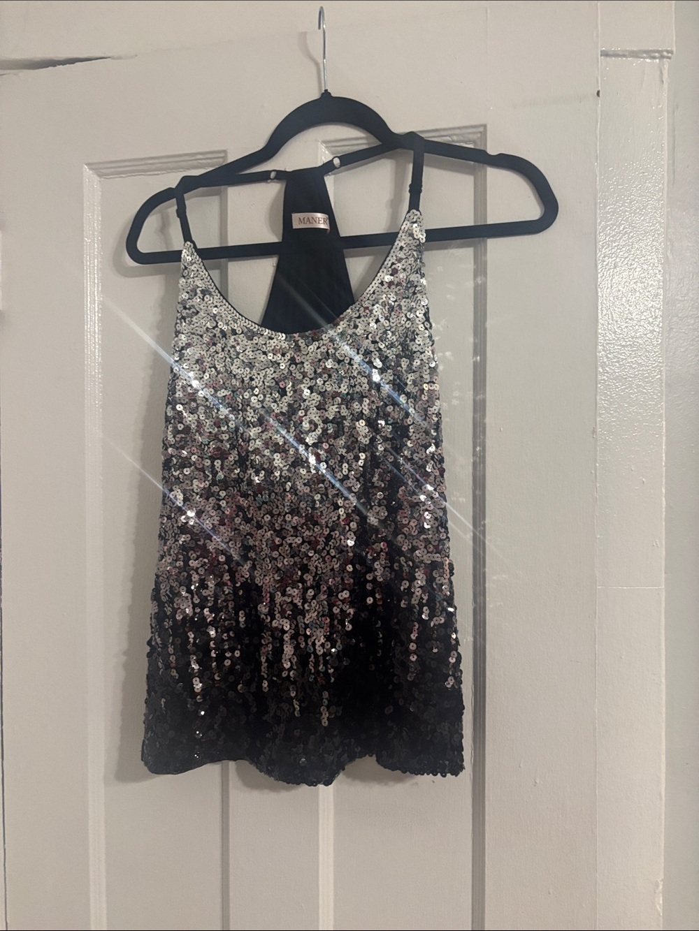 Sequin Ombré Tank Top - Silver to Black